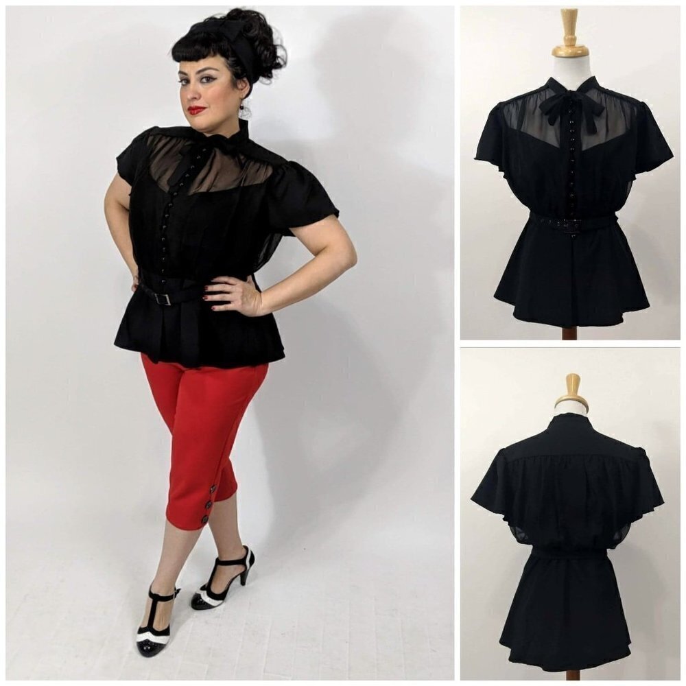 Chiffon Button Blouse in Black